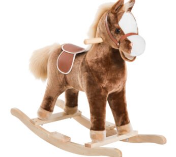 Kids Rocking Horse Wooden Plush Children Ride On Toy Rocker Baby Gift HOMCOM