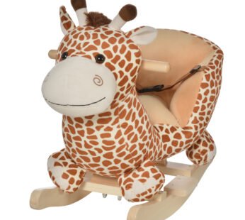 Baby Rocking Horse Kids Ride on Giraffe Plush Toy W/ 32 Song Seat Belt