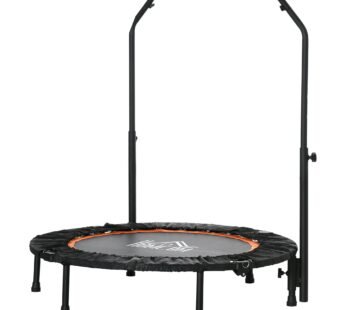 40″ Foldable Mini Fitness Trampoline Rebounder Adjustable Foam Handle HOMCOM