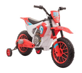 Kids Motorbike Electric Ride-On Toy w/ Training Wheels, for 3-5 Years – Red